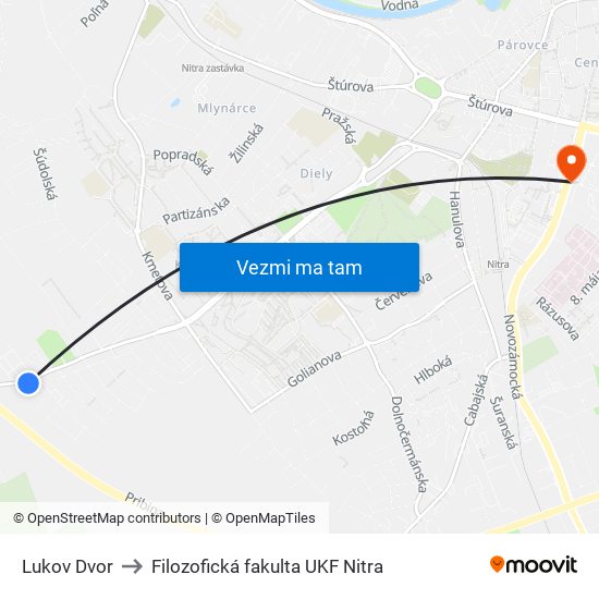 Lukov Dvor to Filozofická fakulta UKF Nitra map