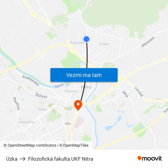 Úzka to Filozofická fakulta UKF Nitra map