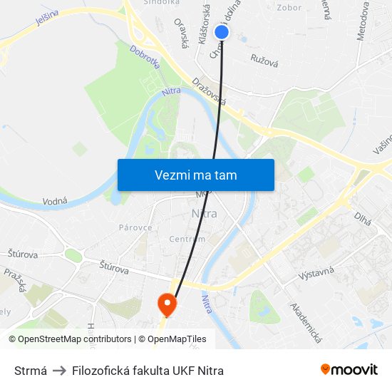 Strmá to Filozofická fakulta UKF Nitra map