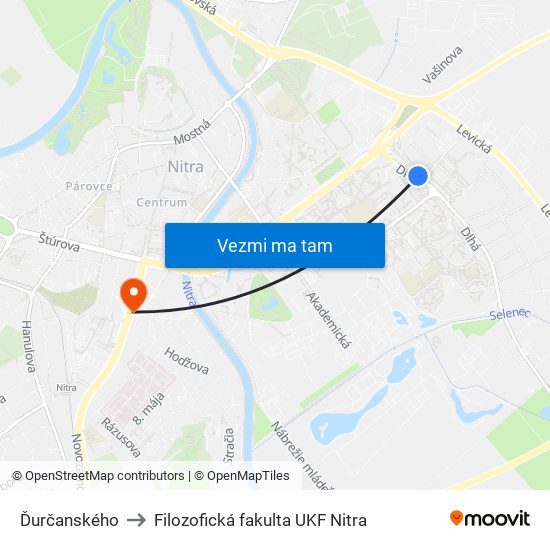 Ďurčanského to Filozofická fakulta UKF Nitra map