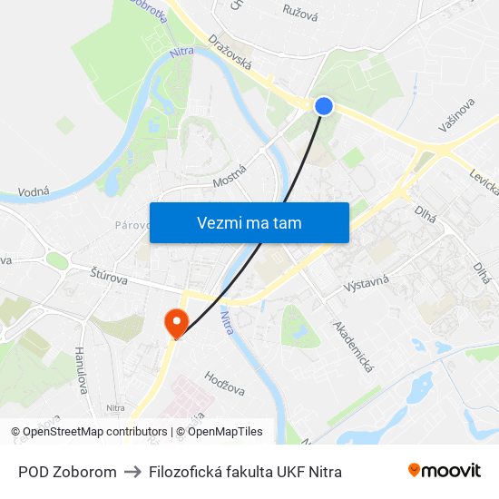 POD Zoborom to Filozofická fakulta UKF Nitra map