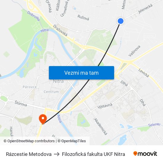 Rázcestie Metodova to Filozofická fakulta UKF Nitra map