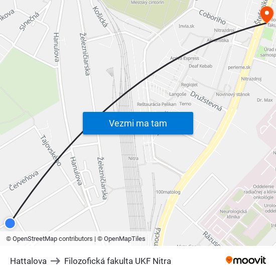 Hattalova to Filozofická fakulta UKF Nitra map