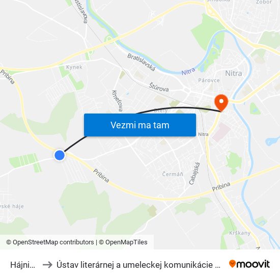 Hájnická to Ústav literárnej a umeleckej komunikácie UKF Nitra map