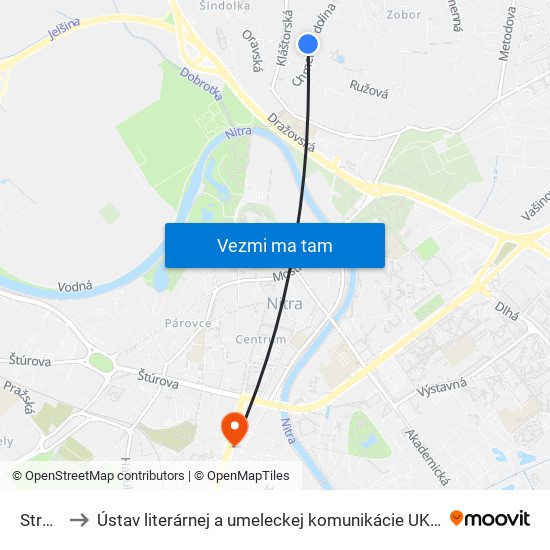 Strmá to Ústav literárnej a umeleckej komunikácie UKF Nitra map