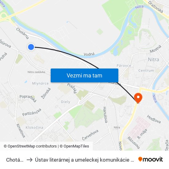 Chotárna to Ústav literárnej a umeleckej komunikácie UKF Nitra map