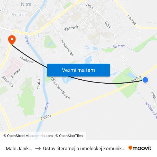 Malé Janíkovce I to Ústav literárnej a umeleckej komunikácie UKF Nitra map
