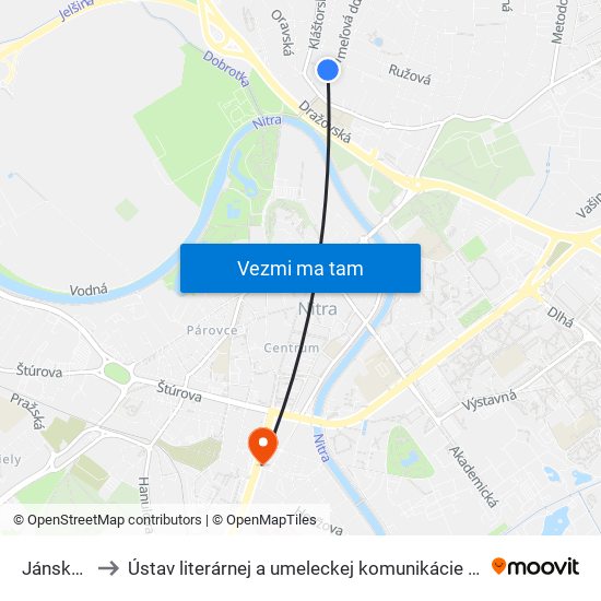 Jánskeho to Ústav literárnej a umeleckej komunikácie UKF Nitra map