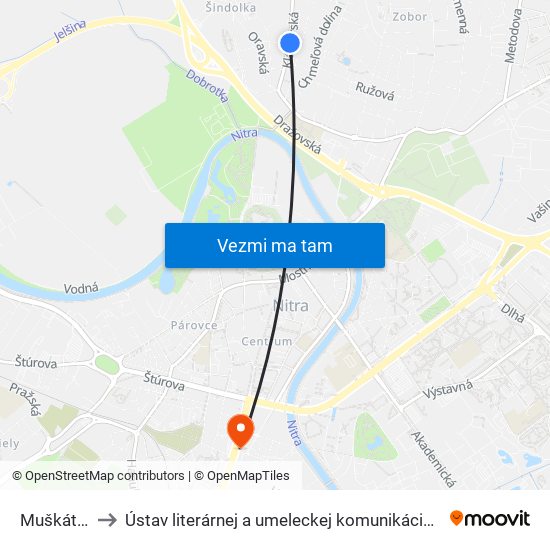 Muškátová to Ústav literárnej a umeleckej komunikácie UKF Nitra map