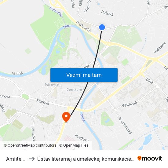 Amfiteáter to Ústav literárnej a umeleckej komunikácie UKF Nitra map