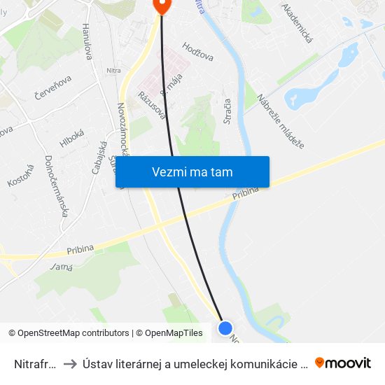 Nitrafrost to Ústav literárnej a umeleckej komunikácie UKF Nitra map