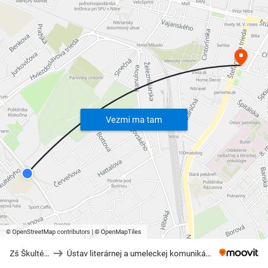 Zš Škultétyho to Ústav literárnej a umeleckej komunikácie UKF Nitra map