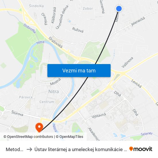 Metodova to Ústav literárnej a umeleckej komunikácie UKF Nitra map