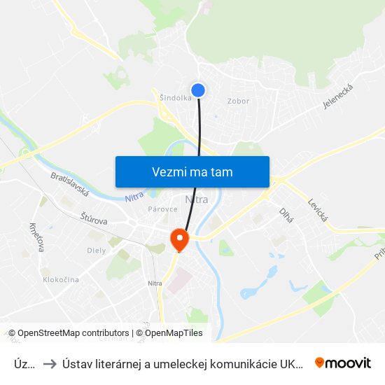 Úzka to Ústav literárnej a umeleckej komunikácie UKF Nitra map