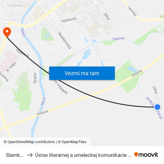 Slamkova to Ústav literárnej a umeleckej komunikácie UKF Nitra map