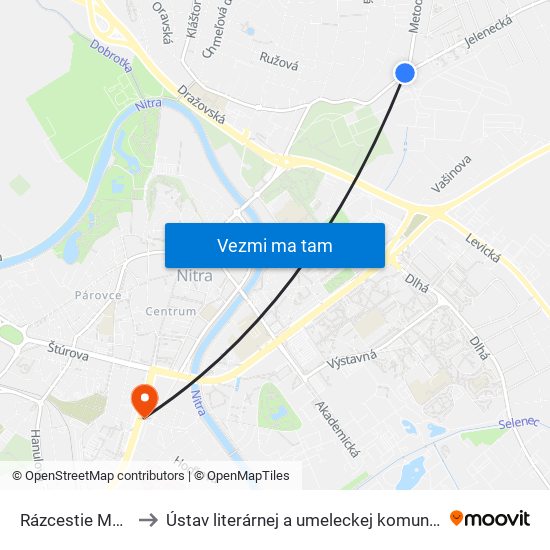 Rázcestie Metodova to Ústav literárnej a umeleckej komunikácie UKF Nitra map