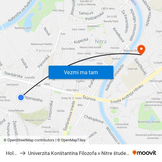 Hollého to Univerzita Konštantína Filozofa v Nitre študentský domov UKF Nitra map