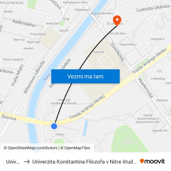 Univerzity to Univerzita Konštantína Filozofa v Nitre študentský domov UKF Nitra map