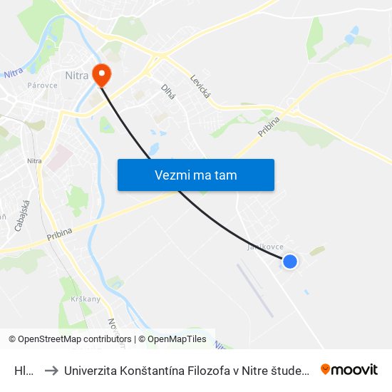 Hlavná to Univerzita Konštantína Filozofa v Nitre študentský domov UKF Nitra map