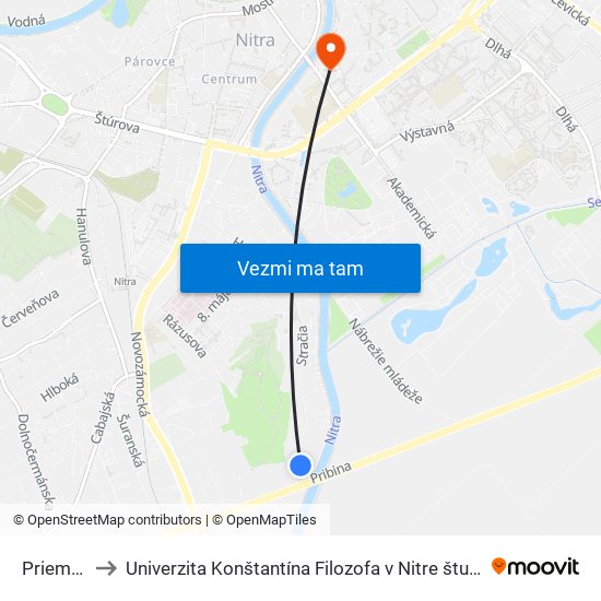 Priemyselná to Univerzita Konštantína Filozofa v Nitre študentský domov UKF Nitra map