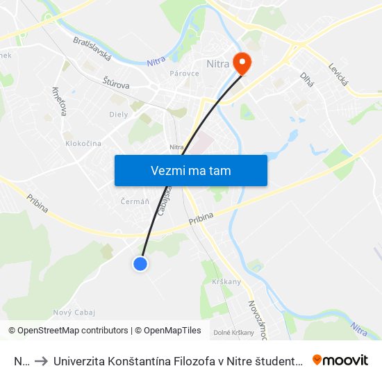 Nad to Univerzita Konštantína Filozofa v Nitre študentský domov UKF Nitra map