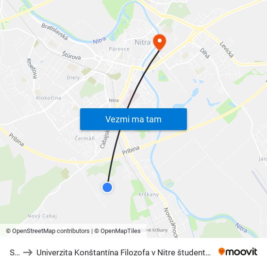 Sec to Univerzita Konštantína Filozofa v Nitre študentský domov UKF Nitra map