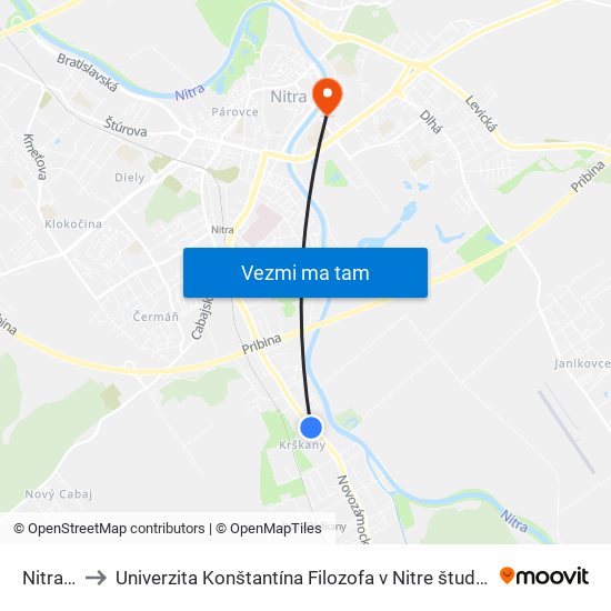 Nitrafrost to Univerzita Konštantína Filozofa v Nitre študentský domov UKF Nitra map