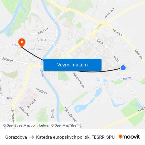 Gorazdova to Katedra európskych politík, FEŠRR, SPU map