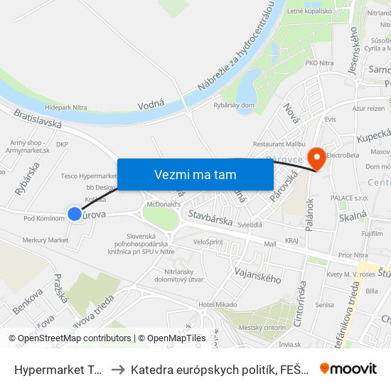 Hypermarket Tesco to Katedra európskych politík, FEŠRR, SPU map