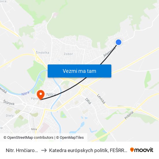 Nitr. Hrnčiarovce to Katedra európskych politík, FEŠRR, SPU map