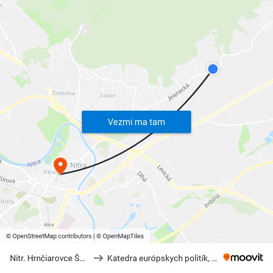 Nitr. Hrnčiarovce Šopronská to Katedra európskych politík, FEŠRR, SPU map