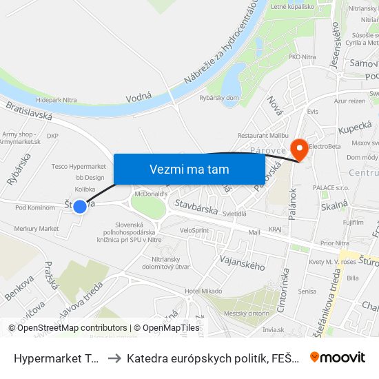 Hypermarket Tesco to Katedra európskych politík, FEŠRR, SPU map