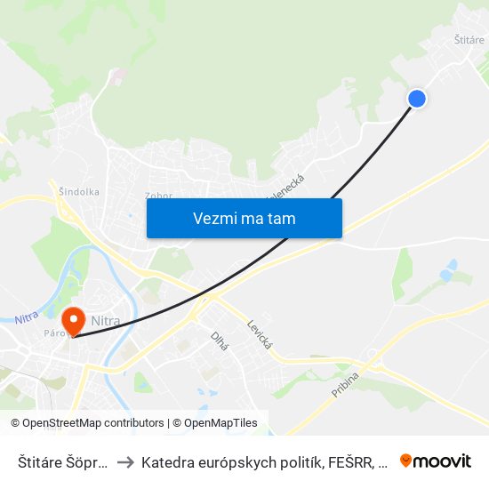 Štitáre Šöpröš to Katedra európskych politík, FEŠRR, SPU map