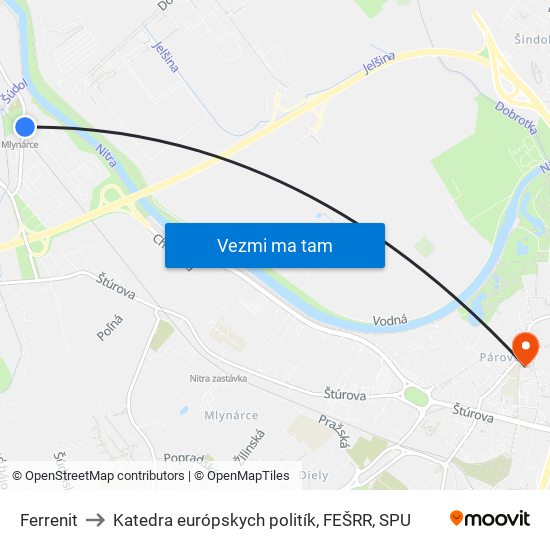 Ferrenit to Katedra európskych politík, FEŠRR, SPU map