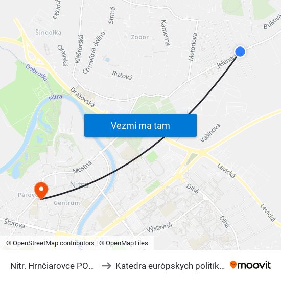 Nitr. Hrnčiarovce POD Sokolom to Katedra európskych politík, FEŠRR, SPU map