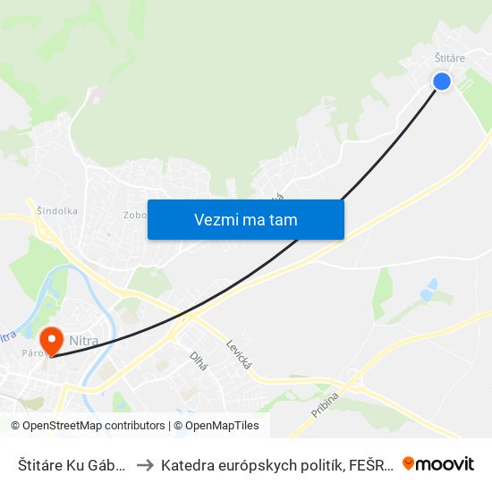 Štitáre Ku Gáborke to Katedra európskych politík, FEŠRR, SPU map