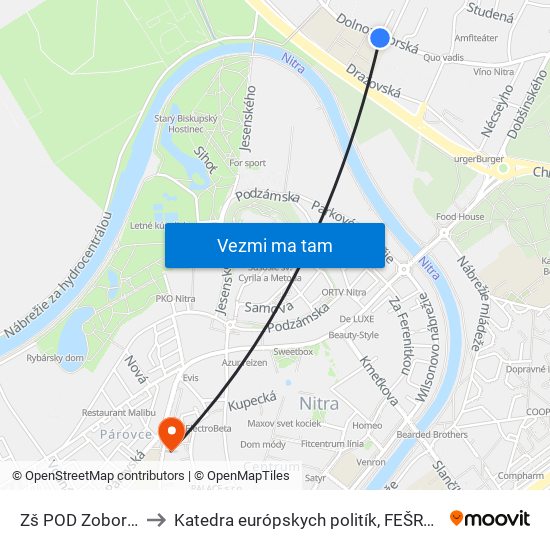 Zš POD Zoborom to Katedra európskych politík, FEŠRR, SPU map