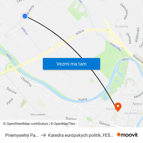 Priemyselný Park IV to Katedra európskych politík, FEŠRR, SPU map