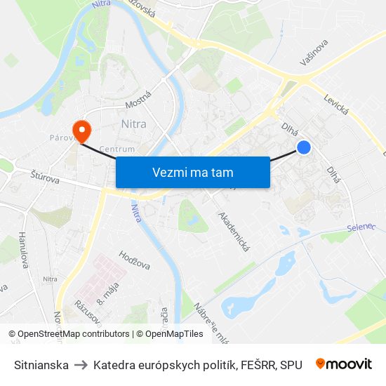 Sitnianska to Katedra európskych politík, FEŠRR, SPU map