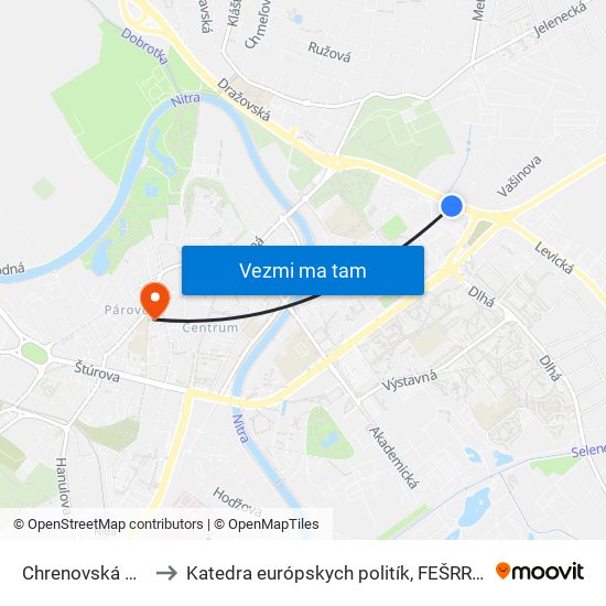 Chrenovská Max to Katedra európskych politík, FEŠRR, SPU map