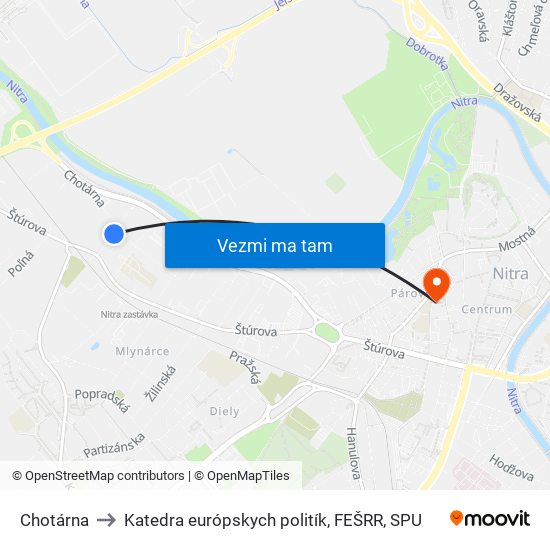 Chotárna to Katedra európskych politík, FEŠRR, SPU map