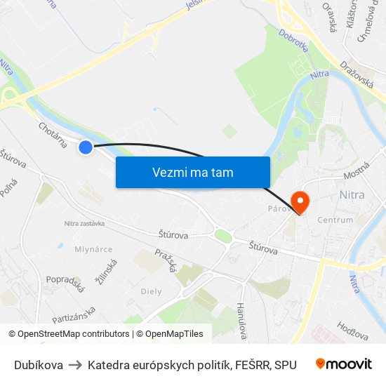 Dubíkova to Katedra európskych politík, FEŠRR, SPU map