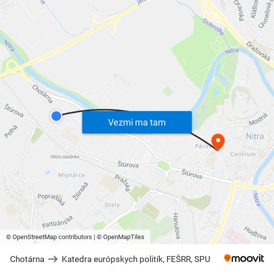 Chotárna to Katedra európskych politík, FEŠRR, SPU map