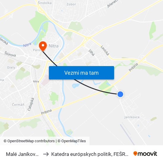 Malé Janíkovce II to Katedra európskych politík, FEŠRR, SPU map