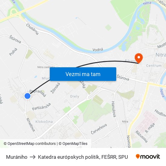 Murániho to Katedra európskych politík, FEŠRR, SPU map