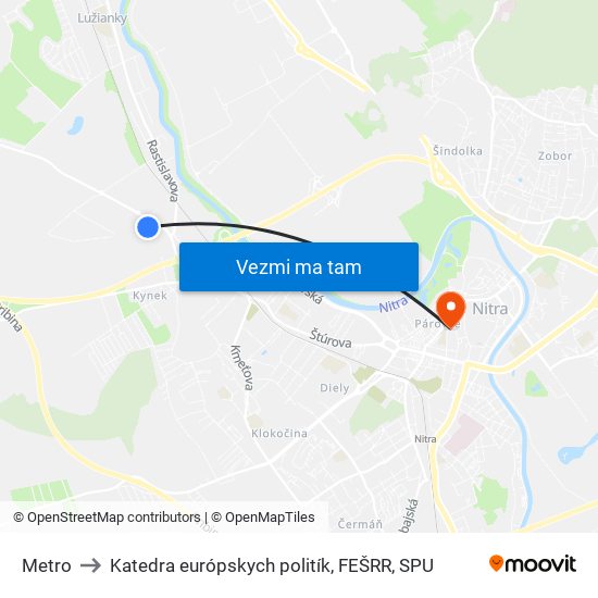 Metro to Katedra európskych politík, FEŠRR, SPU map