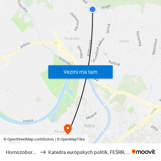 Hornozoborská to Katedra európskych politík, FEŠRR, SPU map