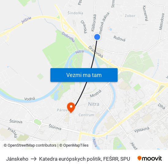 Jánskeho to Katedra európskych politík, FEŠRR, SPU map