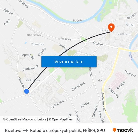 Bizetova to Katedra európskych politík, FEŠRR, SPU map