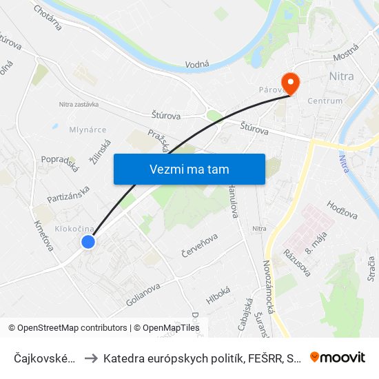 Čajkovského to Katedra európskych politík, FEŠRR, SPU map